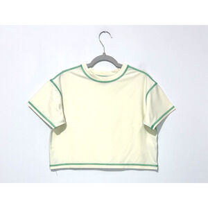 Hanna Andersson Girls T Shirt 110 US 5 Ivory Short Sleeve Crew Neck NWOT